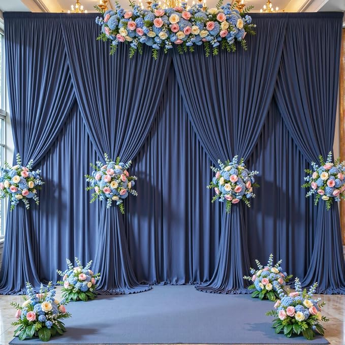 10 Panels Navy Blue Backdrop Curtains - Image 3