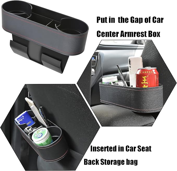 Console Side Pocket Cup Holder for Car, Slim Black | Car Seat Gap Filler - Image 8