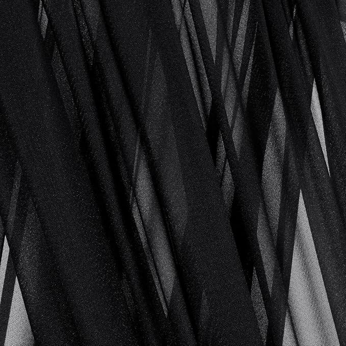 Black Fall Halloween Sheer Elegant Arch Draping Fabric 2 Panels Outdoor 29" × 20Ft Sheer Chiffon Curtain Drapes for Wedding Ceremony Birthday Party Garden Brunch