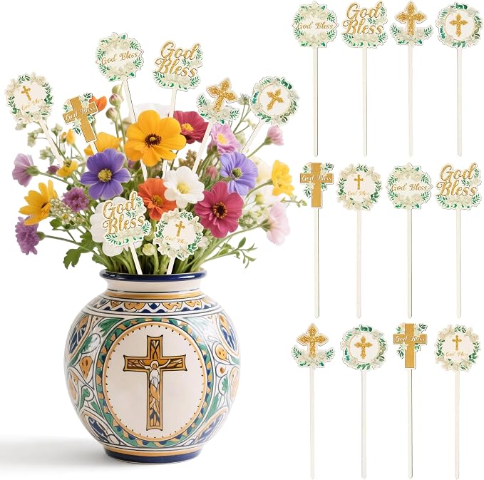 TICIAGA Floral God Bless Decorative Picks by TICIAGA