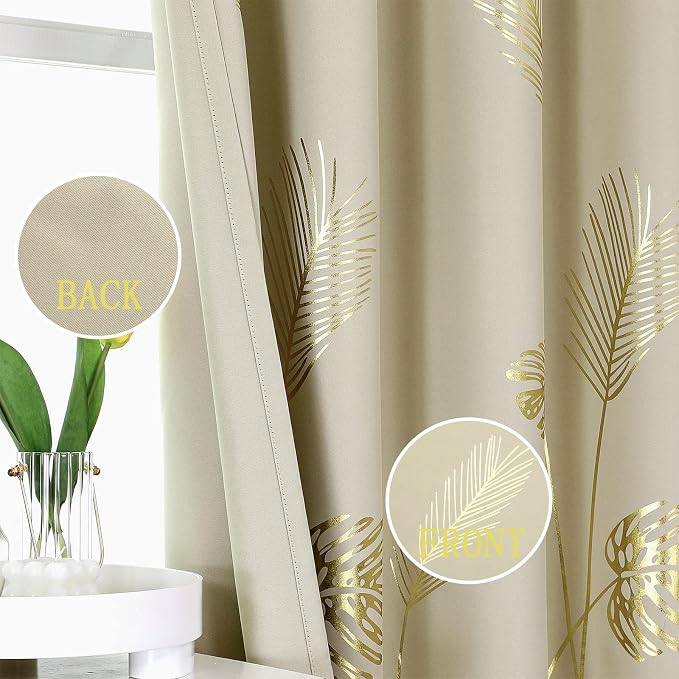 Beige Blackout Curtains 84 Inches Long, Room Darkening Curtains - Image 3