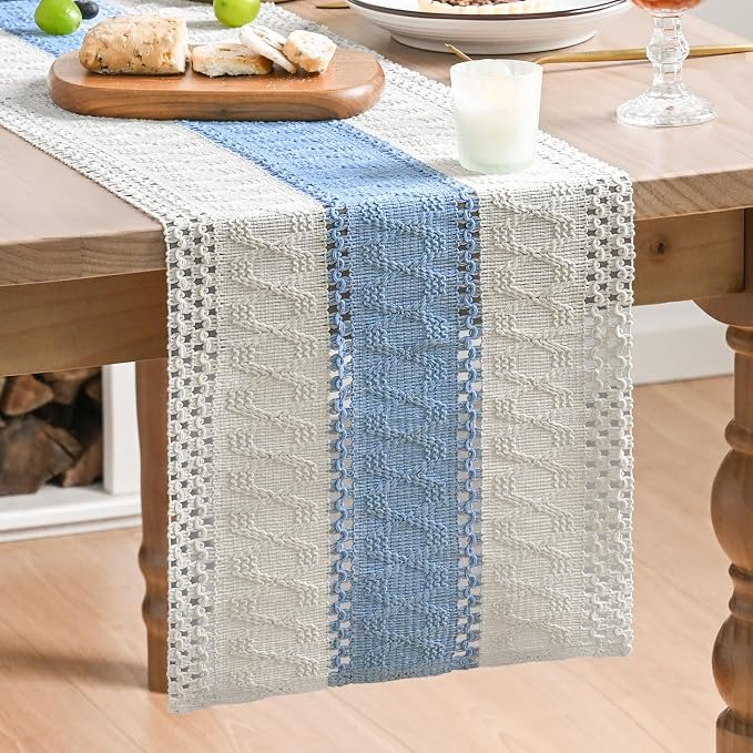 Artoid Mode Sky Blue Farmhouse Rustic Table Runner 12x60 Inch | Seasonal by ArtoidMode
