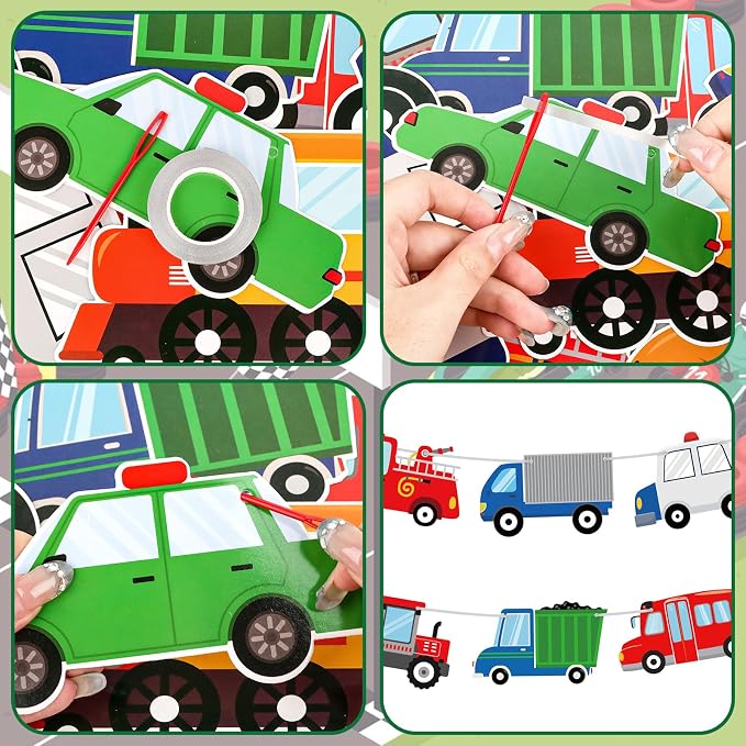Hooqict Happy Birthday Banner Transportation Birthday Decorations Car Train - Image 7