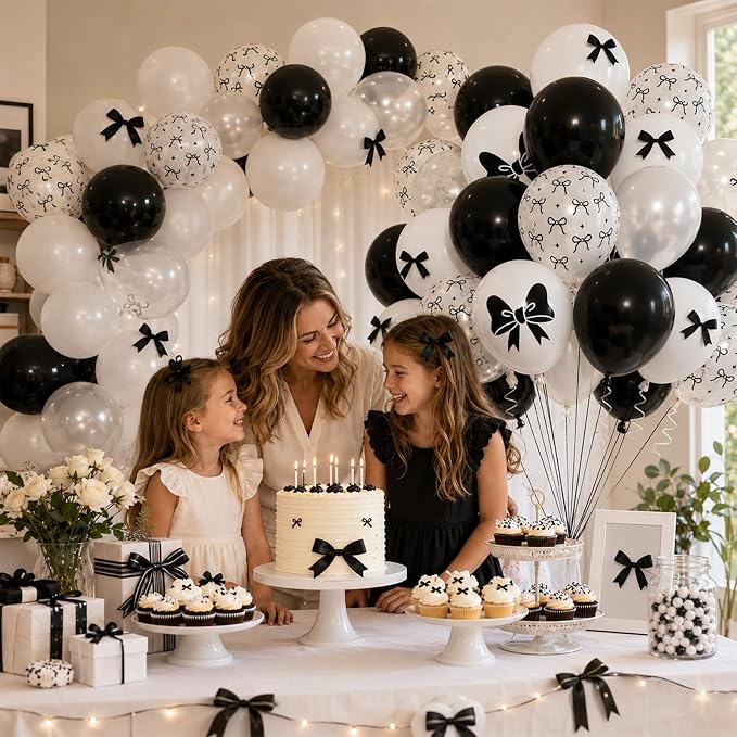 Black Bow Balloons 60PCS Printed Bow - Image 3