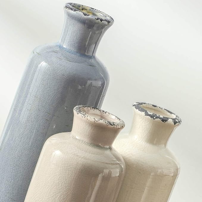 Ceramic Vase Set of 3, Neutral Flower Vases Home Decor, Pottery Rustic - Image 4