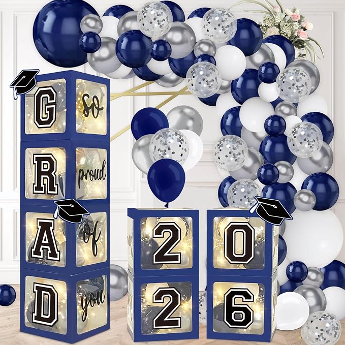 Navy Blue Graduation Decorations 2026 by Dazonge