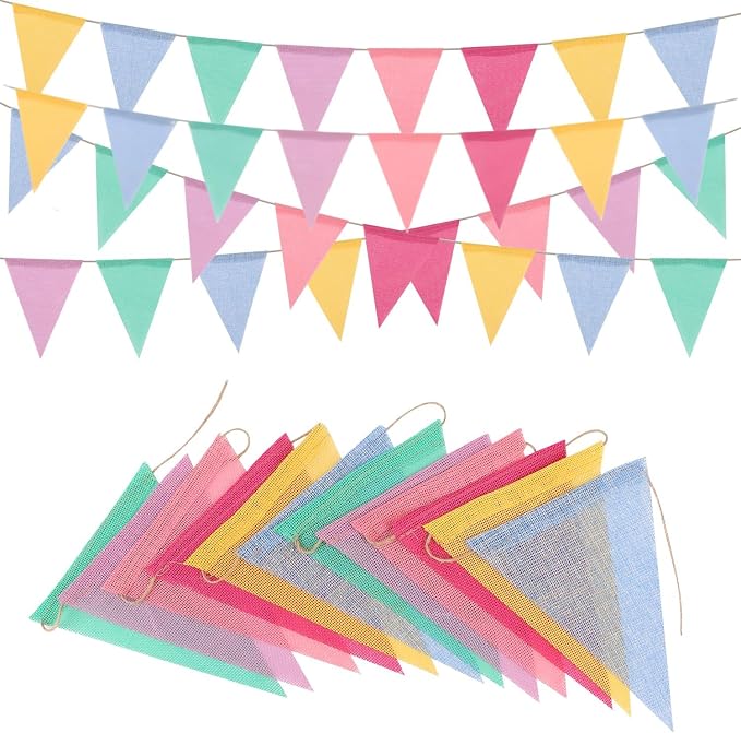 8 Strings 96 Feet Pastel Pennant Banner Flags by Unknown