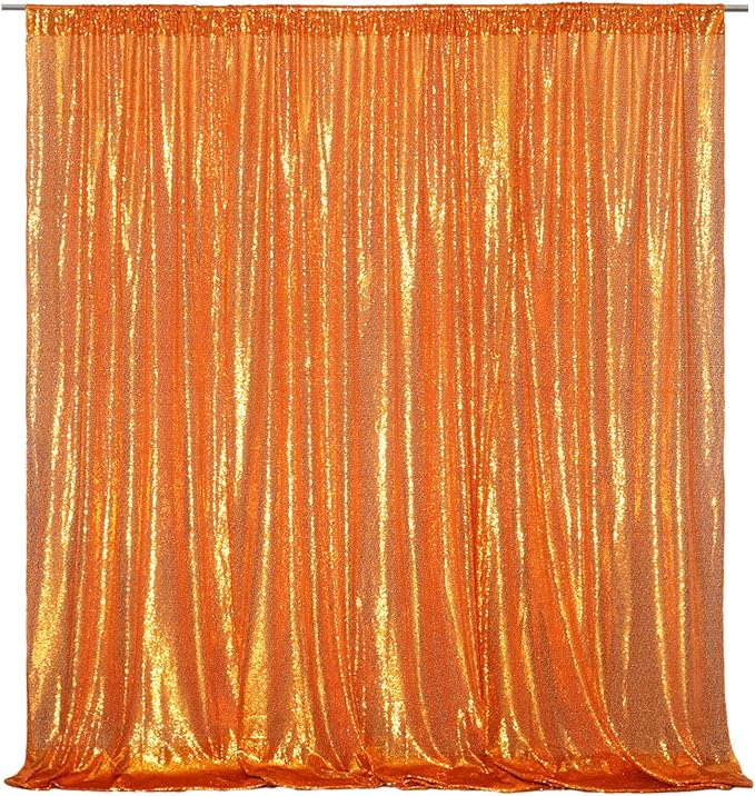 Poise3EHome Orange Sequin Backdrop, 10Ft x 10Ft Glitter Photography Background by Poise3EHome
