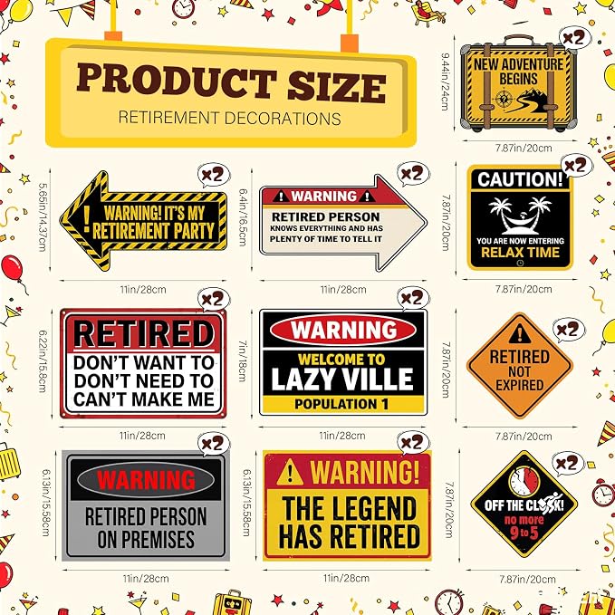 20 Pcs Retirement Party Decorations Funny Retirement Signs Warning Caution - Image 2