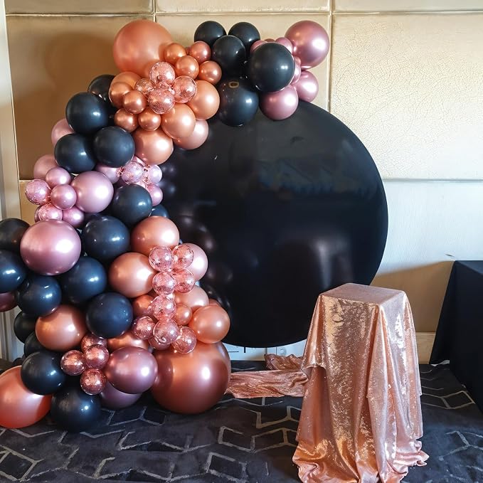 Black Rose Gold Balloons, Metallic Pearl Matte Confetti Balloon - Image 6
