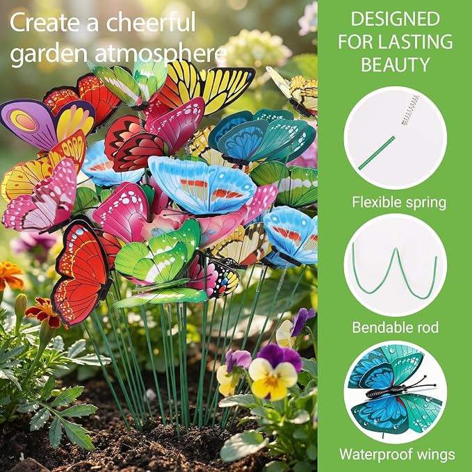 30PCS Butterfly Decorations Outdoor Butterfly Garden Picks - Image 3