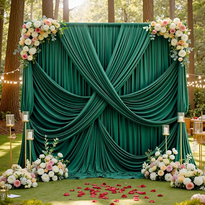 50ft x 12ft Wrinkle Free Hunter Green Backdrop Curtains - Image 6