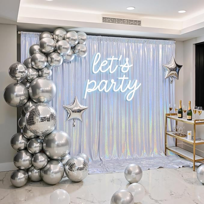 gogoparti 10x10FT Laser Silver Sequin Backdrop Curtain - Image 7