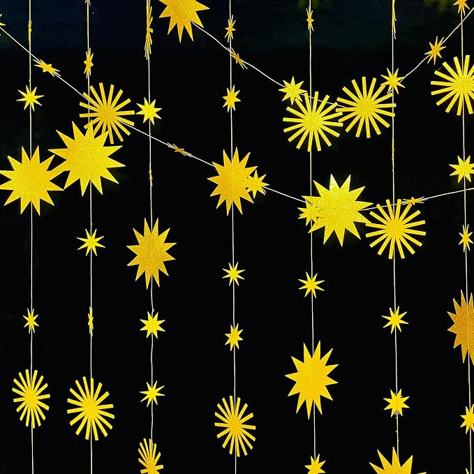 pinkblume Gold Star Party Decorations Kit Sparking Twinkle Star Garland Glitter - Image 9