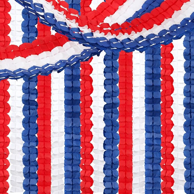 Fourth-4th of July Memorial-Day Party-Decorations - 157FT Red White Blue - Image 7