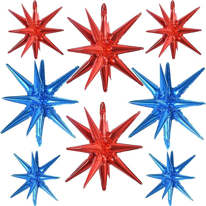 TONIFUL 8 Pcs Star Balloons Blue Red Foil Explosion Balloon Party Decor | 2 by TONIFUL