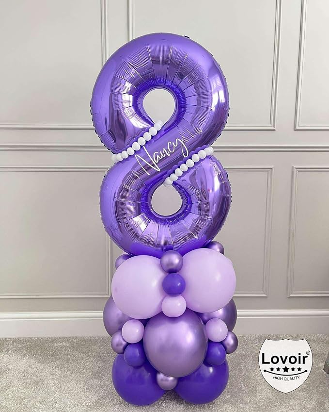 Purple 28 Number Balloons, 40 Inch Giant Number 28 Balloons Foil Mylar Helium - Image 6