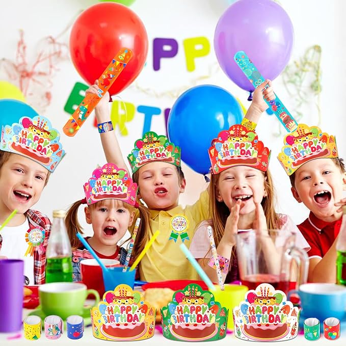 144 PCS Birthday Crowns for Kids Classroom Include 36 Colorful Birthday Paper - Image 3