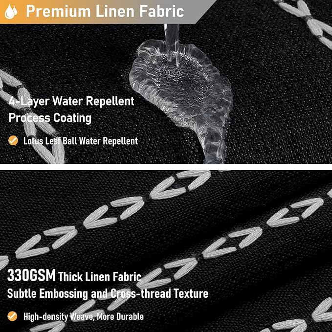 72x84 Long Boho Linen Heavy Duty Shower Curtain Set, 330GSM Linen Blend - Image 4