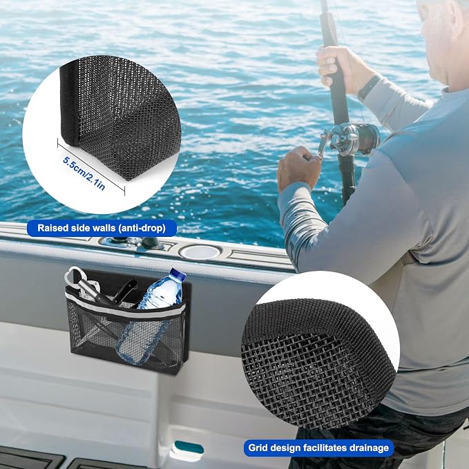Linkstyle 3PCS Boat Storage Mesh Bag, Self Adhesive Marine Caddy Organizer - Image 4