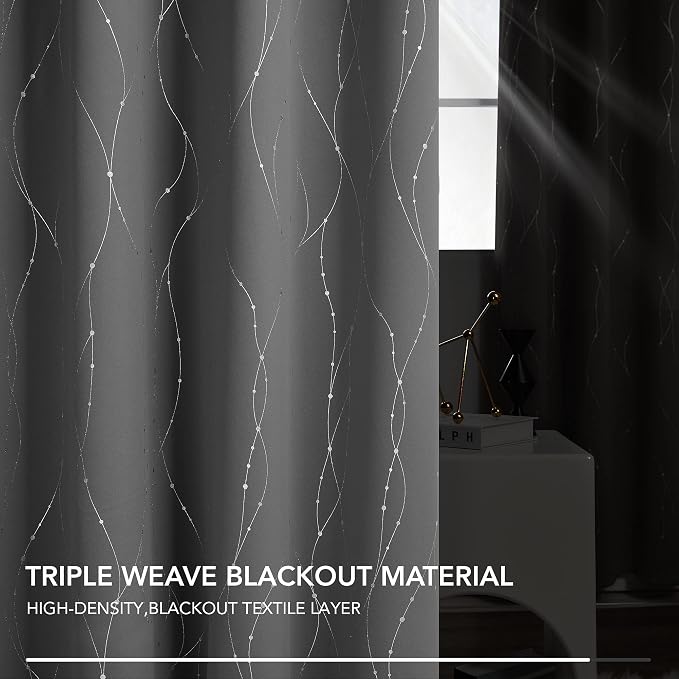 Deconovo Living Room Curtains 63 Inches Long, Thermal Insulated, Room Darkening - Image 4