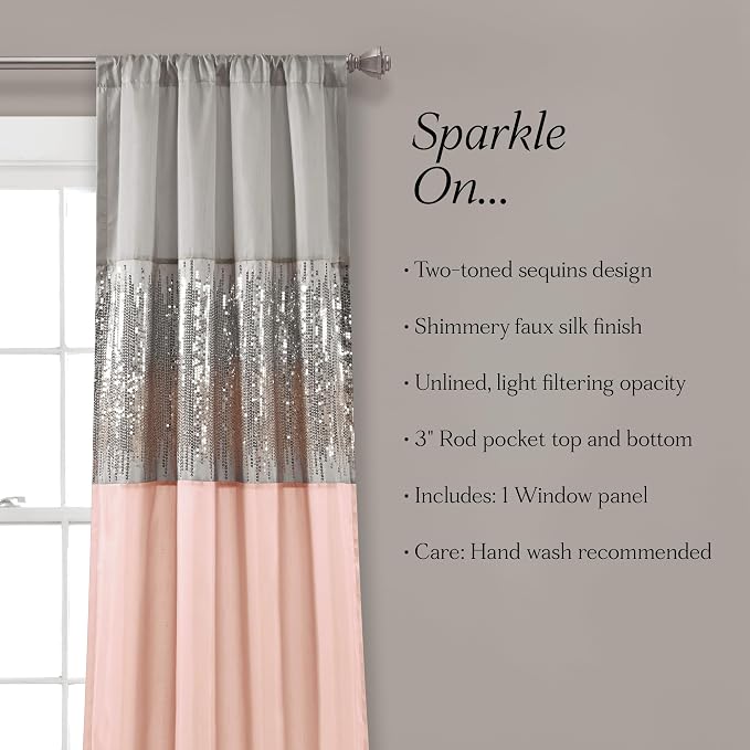 Lush Decor Night Sky Window Curtain Panel, Single 42"W x 108"L Gray & Blush - Image 6