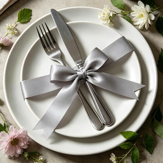 30Yards 1In Gray Satin Ribbon for Gift Wrapping Wedding Christmas Decor | Soft - Image 6
