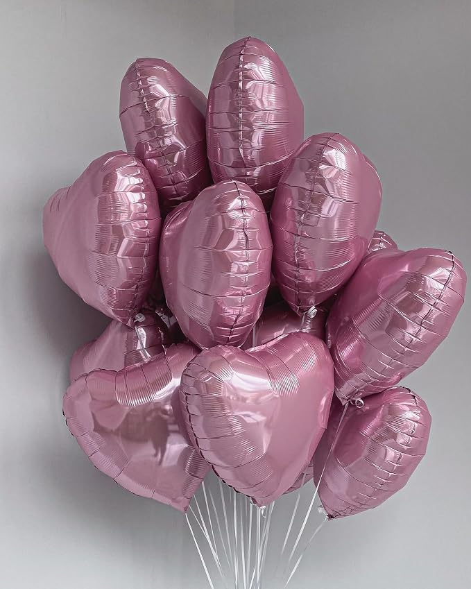 Pink Heart Balloons, 18Inch Pearl Pink Helium Balloon - Image 3