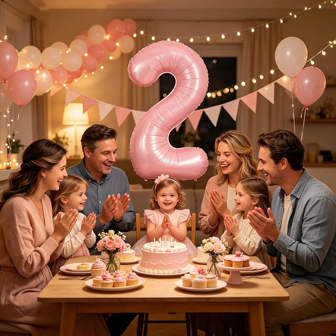 TONIFUL 40 Inch Pastel Pink Number 2 Balloons Large Foil 2nd Birthday Decor | - Image 7