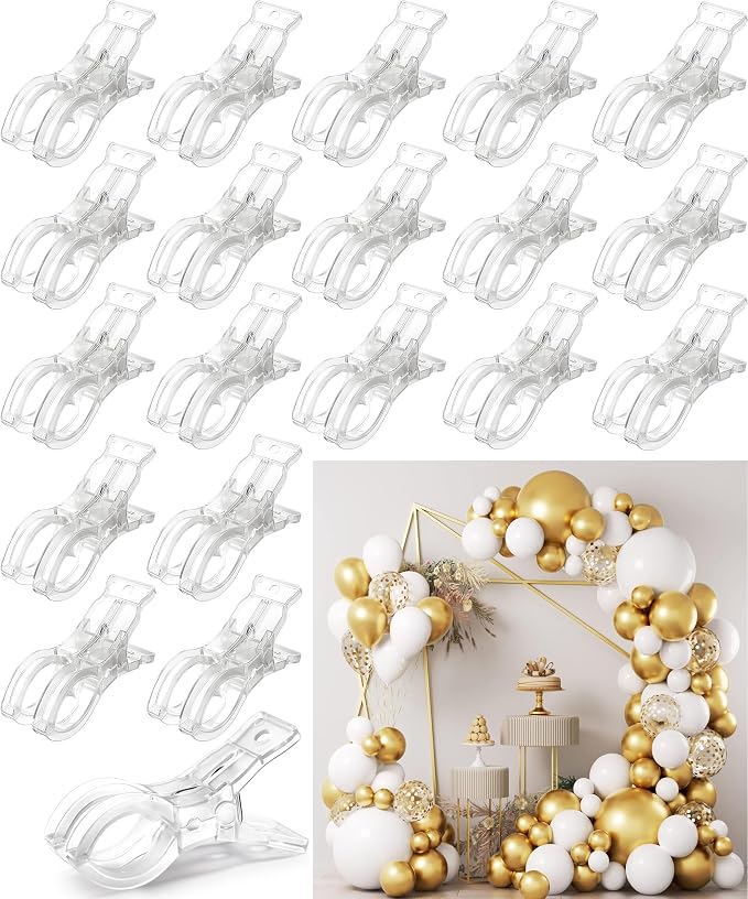20 Pack Large Balloon Arch Clips, Transparent Spring Clamps by YOUFANGE