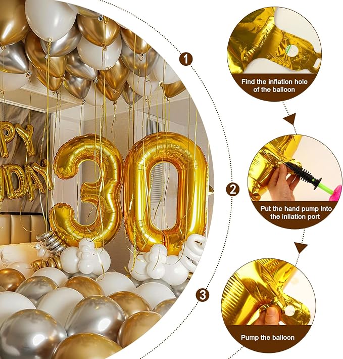 Number Balloons 22 Balloon Gold - Image 6
