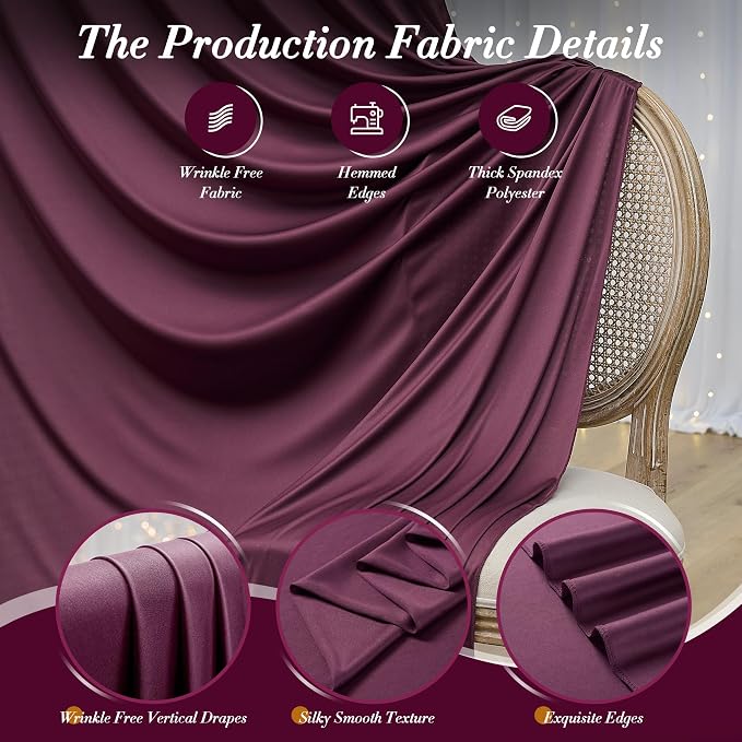 10 ft x 10 ft Wrinkle Free Maroon Backdrop Curtain - Image 4