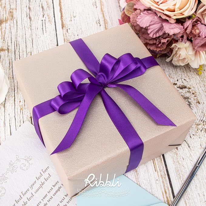 Ribbli Purple Satin Ribbon 5/8 inch x Continuous 25 Yards, Double Faced Satin - Image 2