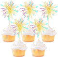 30 PCS Foil Firework Cupcake Toppers Sparkle Tinsel Cupcake Picks Happy by ZHUOWEISM