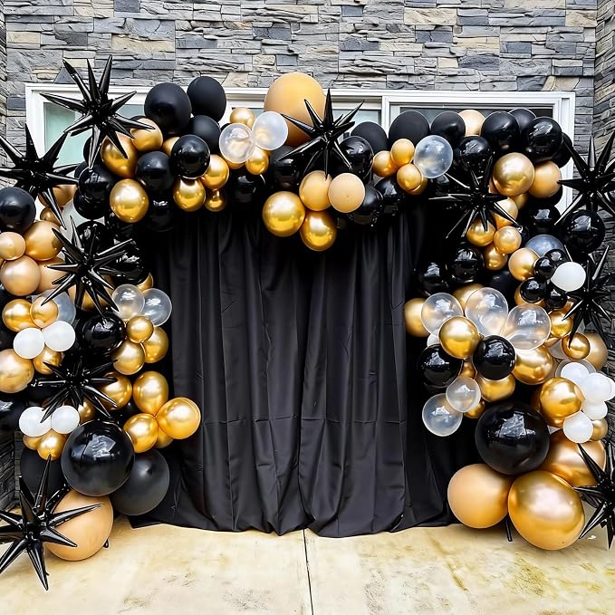9Pcs Black Star Balloons, Large Explosion Star Foil Balloons, Metallic Black - Image 5