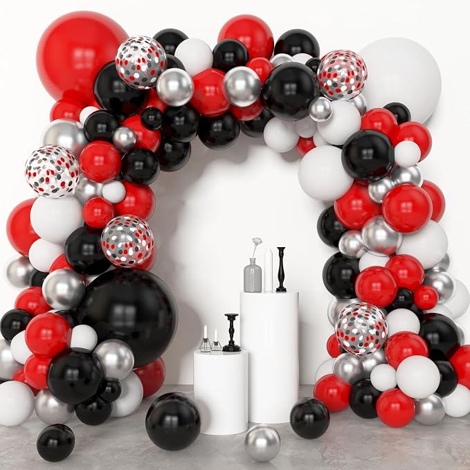Amandir 153pcs Red Black and White Balloon Arch Garland Kit Different Sizes | - Image 3