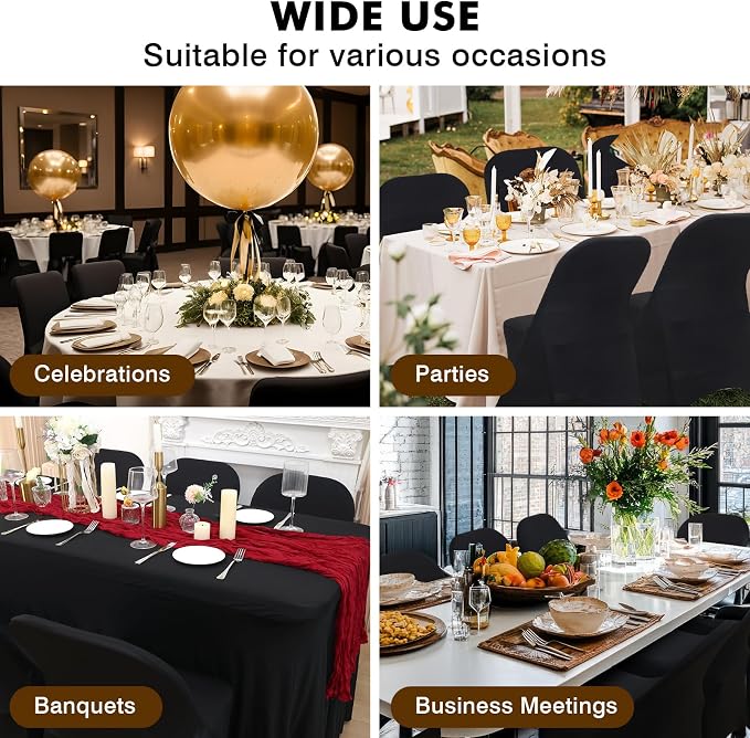 Fixwal 36 Pcs Black Folding Chair Covers Spandex Stretch Slipcover | Spandex - Image 3