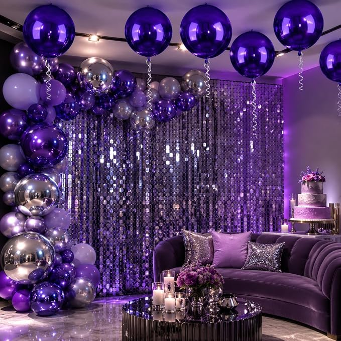 22 Inch Purple Foil Balloons, Big Round Foil Balloon - Image 5