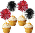 Gyufise 30Pcs Foil Firework Cupcake Toppers Sparkle Tinsel Cake Toppers Tinsel by Gyufise