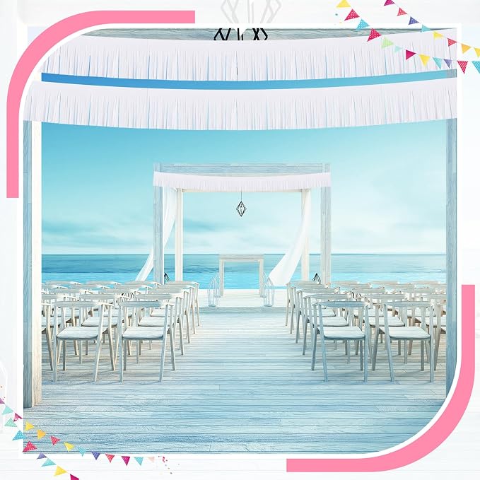 Taiyin 12 Pack 120 Feet White Fringe Garland Tissue Paper Fringe Tassel Party - Image 2
