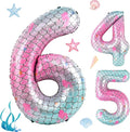 40 Inch Mermaid Number 6 Balloon, Sea Themed Birthday Decorations by AXBMM