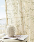 jinchan Green Floral Linen Curtains 84 Inch Farmhouse Back Tab 2 Panels | by JINCHAN