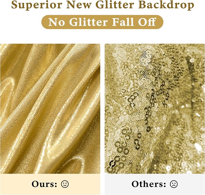 Outpain 30x10ft Gold Sequin Backdrop Curtains, Wrinkle Free Glitter Backdrop - Image 2