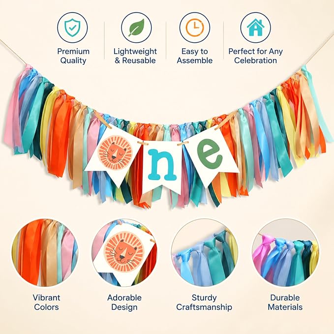 Jungle Lion 1st Birthday Highchair Banner - Image 3
