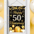 50th Anniversary Decorations Small Banner Black Gold Happy 50th Anniversary by Wayyogh