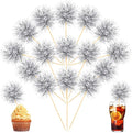 Chinco 100 Pcs Silver Foil Firework Cupcake Toppers New Year Sparkle Tinsel by Chinco