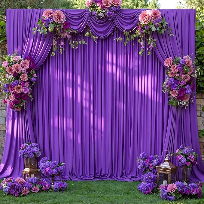 10x12 Purple Backdrop Curtains for Wedding Party Wrinkle Free Backdrops Curtain - Image 3