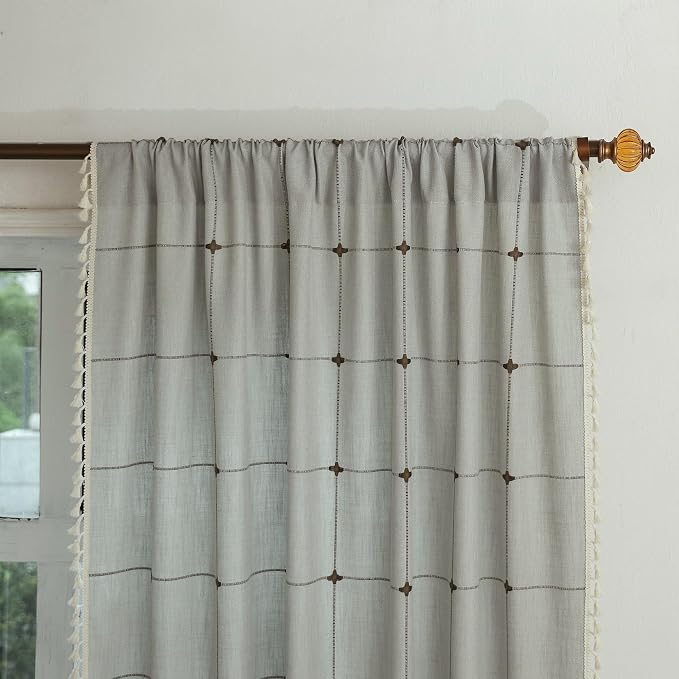 Sutuo Home Boho Curtain for Bedroom 84 Inch Length, Linen Light Filtering - Image 3