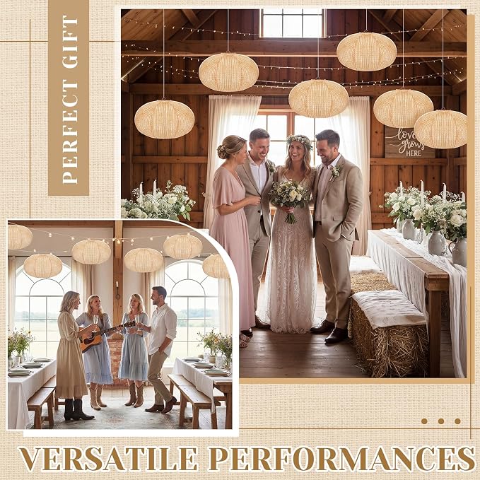 Hortsun 6 Pcs Print Burlap Oval Paper Lanterns Boho Chinese Paper Lanterns - Image 6