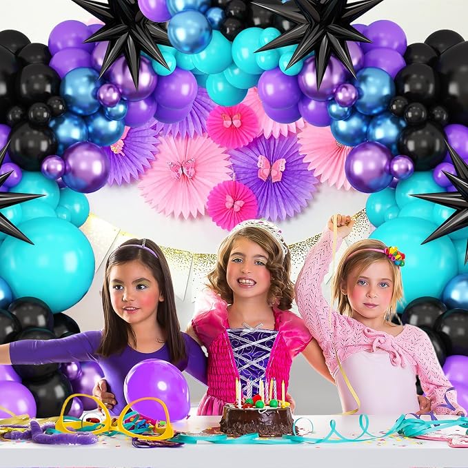 Black Purple Blue Balloon Arch Kit, Teal Balloon Garland - Image 5